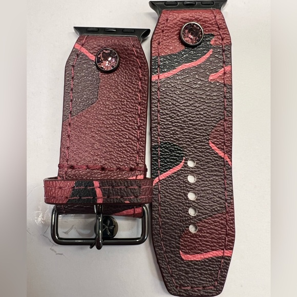 Coach Burgundy Camo Spark*l band for Apple Watch - Picture 2 of 5